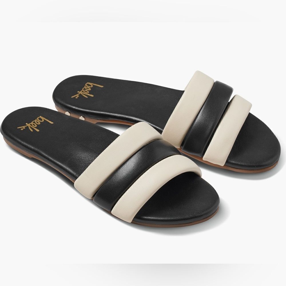 Beek calibird slide sandal in black and white size 8 brand new in box